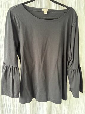 J. Crew Black Bell Sleeve 3/4 Sleeve Tee